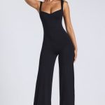 Tall Modal Sweetheart Neckline Wide Leg Jumpsuit in Black - Image 5