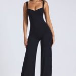 Tall Modal Sweetheart Neckline Wide Leg Jumpsuit in Black - Image 6