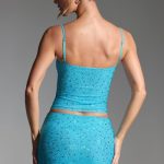 Embellished Mid-Rise Micro Mini Skirt in Aqua Blue - Image 2