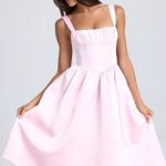 Draped Corset Midaxi Dress in Blush
