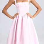 Draped Corset Midaxi Dress in Blush - Image 4