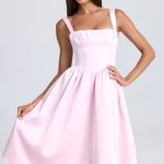 Draped Corset Midaxi Dress in Blush - Image 6