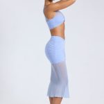 Sheer Panelled Draped Midaxi Skirt in Periwinkle Blue - Image 3