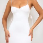 Slinky Jersey Rose Detail Evening Gown in White - Image 4