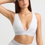 Plunge-Neck Crop Top in Grey Marl - Image 5