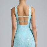 Embellished Lace-Up Mini Dress in Ice Blue - Image 2