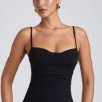 Modal Ruched Layered Tank Top in Black - Image 6