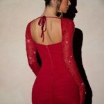 Embellished Long Sleeve Mini Dress in Red - Image 2