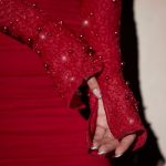 Embellished Long Sleeve Mini Dress in Red - Image 5