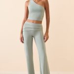 Mid Rise Straight Leg Trousers in Smoke Green - Image 4