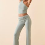 Mid Rise Straight Leg Trousers in Smoke Green - Image 5