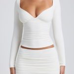 Tencel? Modal Ruched Long-Sleeve Top in White - Image 4