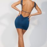 Slinky Jersey Open Back Mini Dress in Midnight Blue - Image 9
