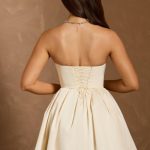 Cowl-Neck Corset Mini Dress in Ivory - Image 3