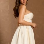 Cowl-Neck Corset Mini Dress in Ivory - Image 4