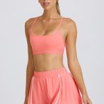 Pleated Mini Shorts in Coral - Image 4