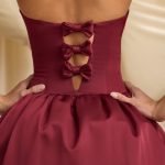 Convertible Bow-Detail Bubble Hem Midaxi Dress in Wine Red - Image 4