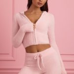 Fluffy Knit Zip-Up Hoodie in Baby Pink - Image 5