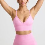 V-Neck Define Luxe Sports Bra in Bubblegum Pink