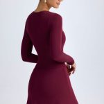 Modal Asymmetric A-Line Mini Dress in Wine Red - Image 3
