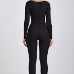 Tall Ribbed Modal Long Sleeve Jumpsuit in Black - Image 2