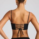 Embellished Heart Detail Crop Top in Black - Image 6
