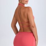 Draped A-Line Mini Skirt in Coral - Image 2