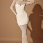 Long Sleeve Sheer Layered Maxi Dress in Ivory - Image 6