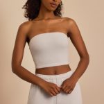 Brushed Jersey Bandeau Top in Fog Grey