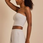 Brushed Jersey Bandeau Top in Fog Grey - Image 4