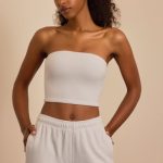 Brushed Jersey Bandeau Top in Fog Grey - Image 5