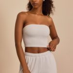 Brushed Jersey Bandeau Top in Fog Grey - Image 6