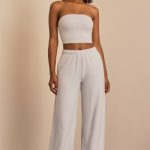 Brushed Jersey Bandeau Top in Fog Grey - Image 7
