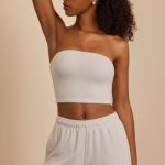 Brushed Jersey Bandeau Top in Fog Grey - Image 10