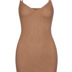 Soft Mesh V-Neck Mini Slip Dress in Honey