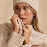 Knit Beanie Hat in Cream Marl