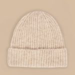 Knit Beanie Hat in Cream Marl - Image 4