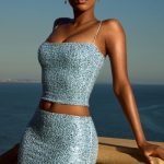 Embellished Square-Neck Top in Light Blue - Image 2