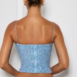 Embellished Square-Neck Top in Light Blue - Image 3