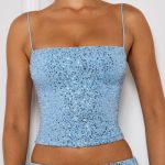 Embellished Square-Neck Top in Light Blue - Image 5