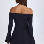 Off-Shoulder Cut-Out Mini Dress in Black - Image 4