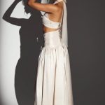 Woven Twill Voluminous Maxi Skirt in Ivory - Image 3