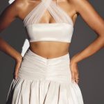 Woven Twill Voluminous Maxi Skirt in Ivory - Image 4