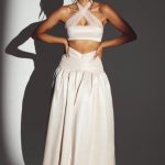 Woven Twill Voluminous Maxi Skirt in Ivory - Image 5