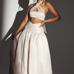 Woven Twill Voluminous Maxi Skirt in Ivory - Image 6