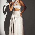 Woven Twill Voluminous Maxi Skirt in Ivory - Image 8