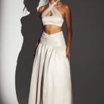 Woven Twill Voluminous Maxi Skirt in Ivory - Image 9