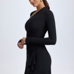 Modal Asymmetric A-Line Mini Dress in Black - Image 4