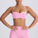 Soft Active Sweetheart-Neck Sports Bra in Baby Pink