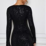 Embellished A-Line Mini Dress in Black - Image 2